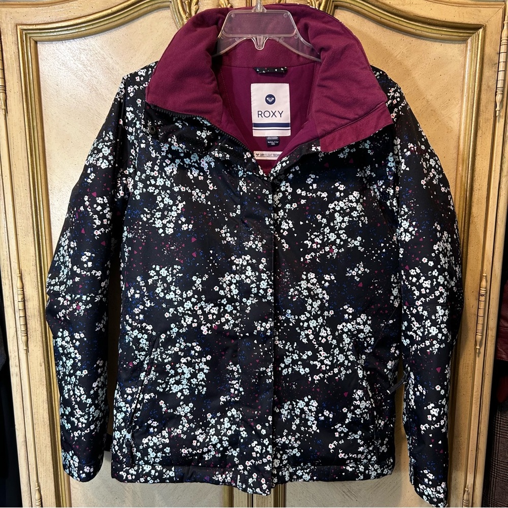 ROXY Black & Purple Floral Dry Flight Snow Ski Winter Coat